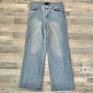 Aeropostale Baggy Wide Leg Bow Outline Women's Jeans Size Medium J3